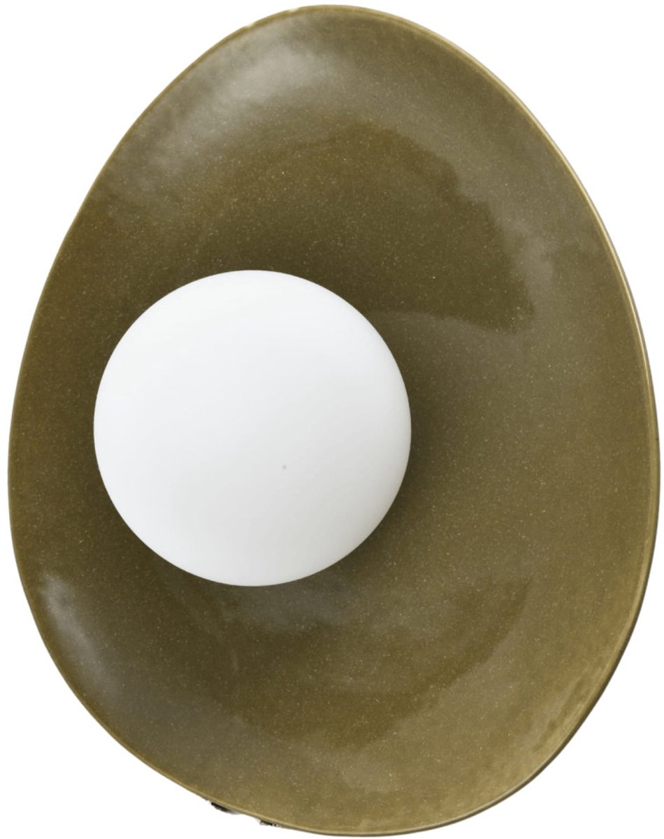 Kosilum - Florélys - Wandlamp - Donkergroen en wit - Keramiek en glas