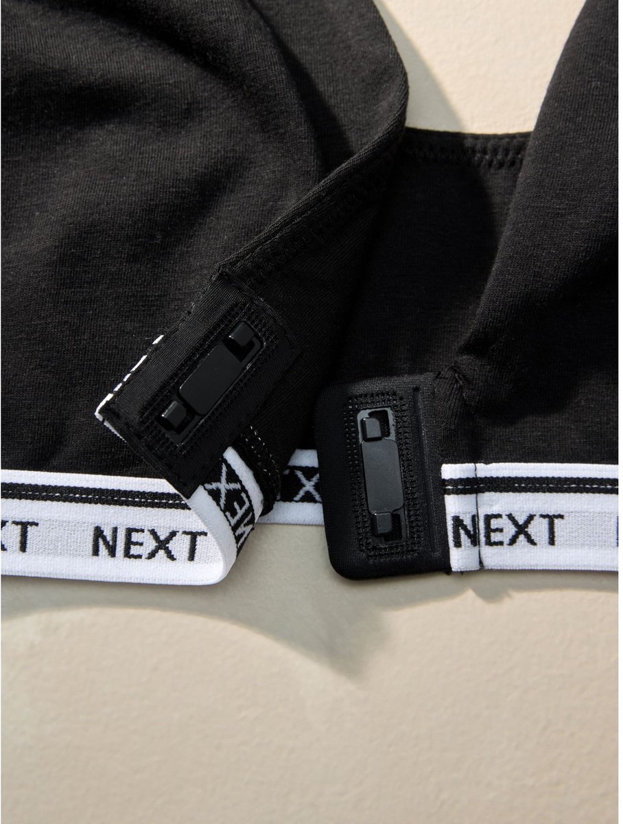 Next - Dames - Adaptive Logo Cotton Bralet - Zwart