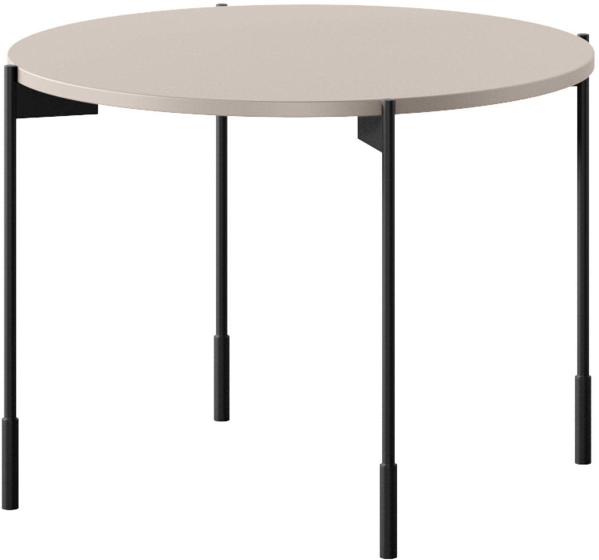 Sonatia Ronde Salontafel 60 cm - Kasjmier MDF Tafelblad met Zwarte Metalen Poten | Kleur: Kasjmier