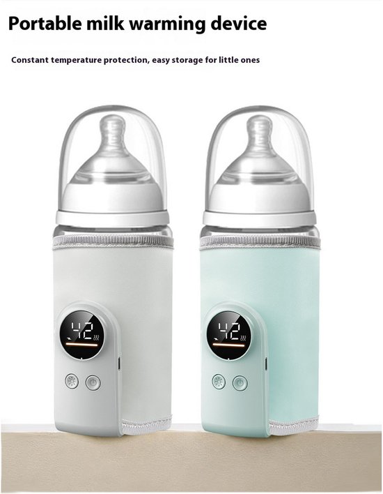 Draagbare flessenwarmer met AI-gestuurde, nauwkeurige temperatuurregeling voor snelle verwarming, zodat u altijd en overal comfortabel kunt voeden. Instelbare capaciteit voor het verwarmen van melk zonder water (groen). van Merkloos — afbeelding 2