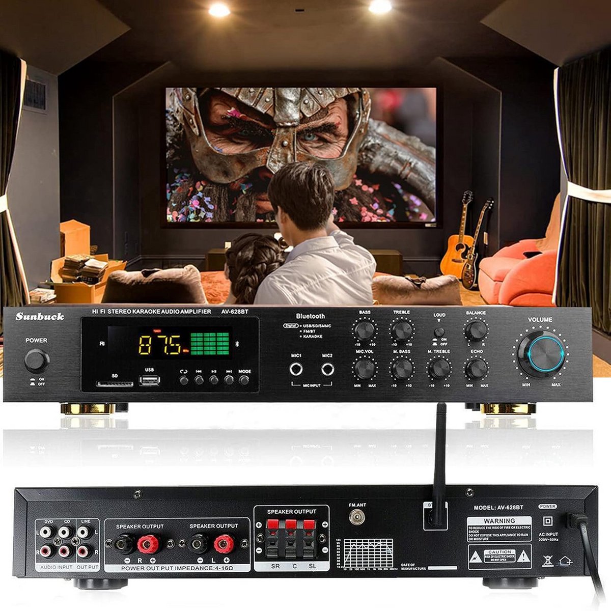 600 W HiFi Bluetooth Stereo Versterker met FM/AM Radio