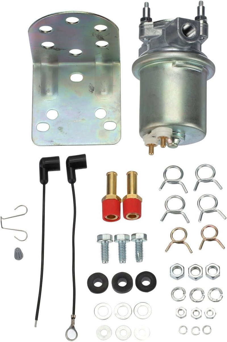 Elektrische Brandstofpomp - Universele Pomp Auto - Motor Onderhoud - 12 Volt Metalen Pomp - 16.5 x 11.9 cm - Grijs