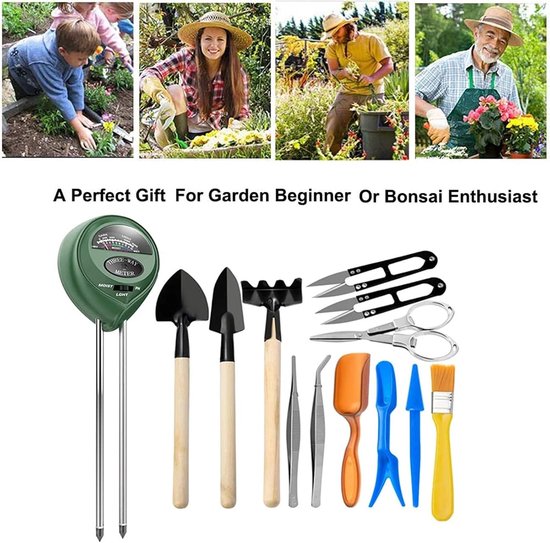 Complete Bonsai Gereedschap Set voor Tuinliefhebbers - Mini Tuingereedschap met 13 Essentiële Tools van Merkloos	 — afbeelding 3
