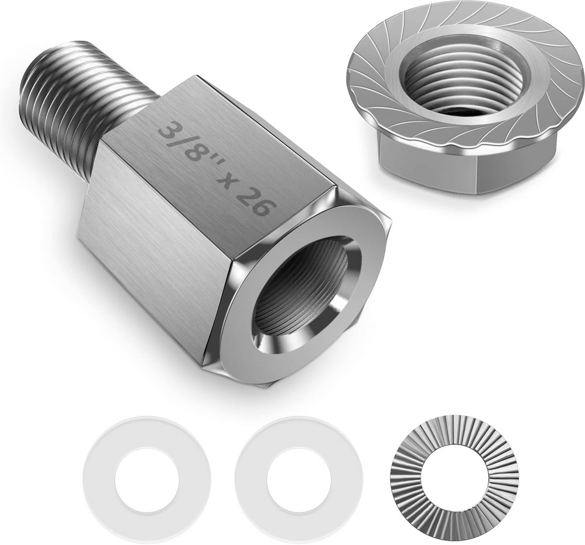 Universele koppelingsadapter voor fietskar - Fietsasadapter 3/8 Inch x 26, Zilver