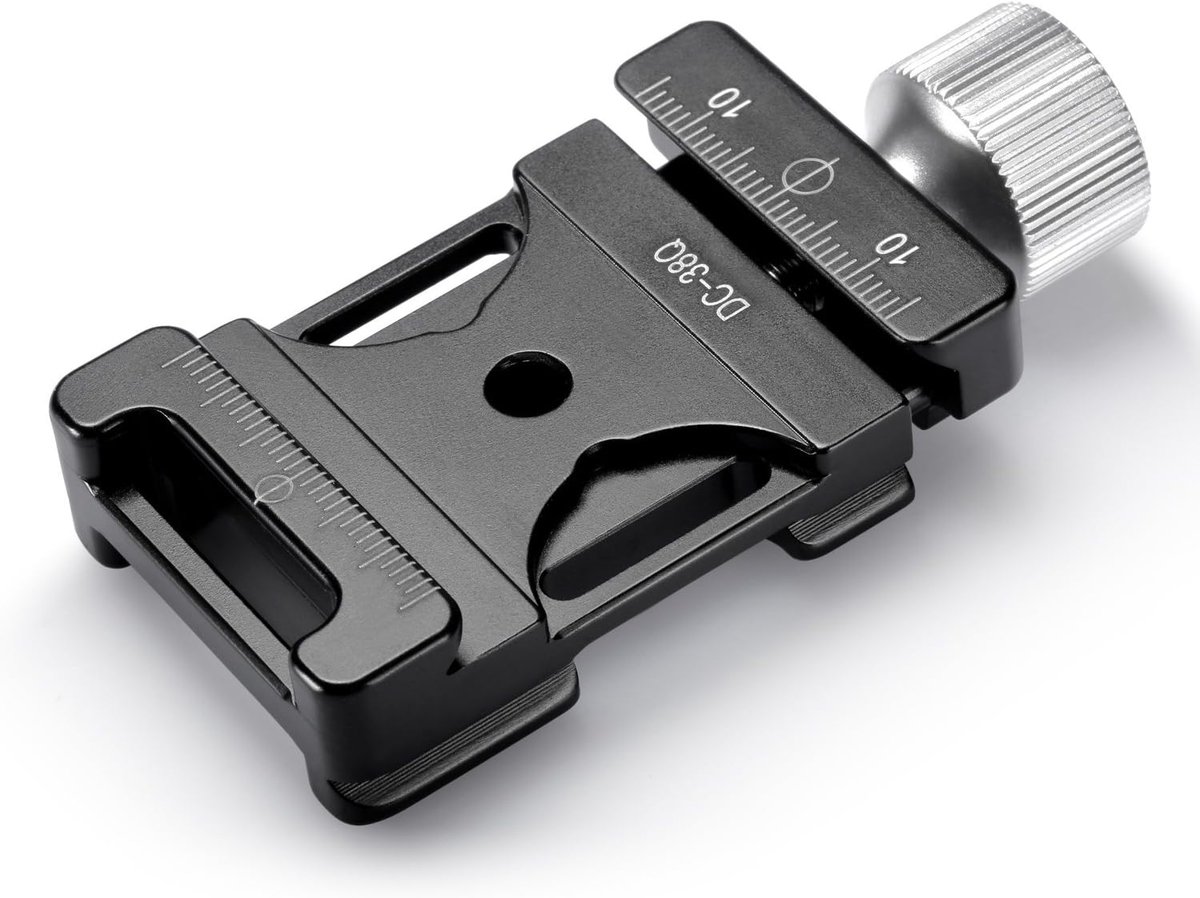 Aluminium snelspanner met flitsschoen houder voor QR-plaat (38 mm)