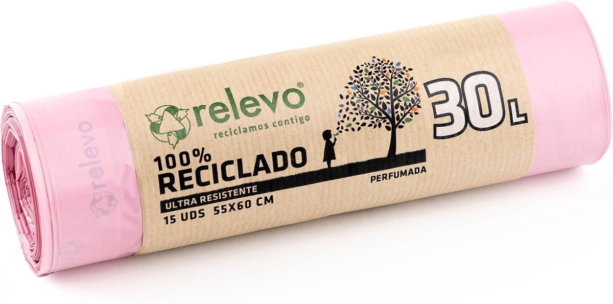 Gerecyclede geur-vuilniszakken - Extra sterk, 30L, 15 stuks