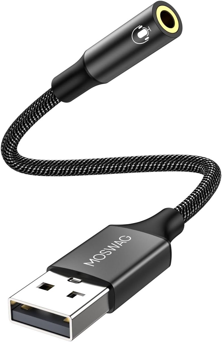 USB naar 3,5 mm jack audio adapter - externe geluidskaart voor pc, laptop, PS4 en meer