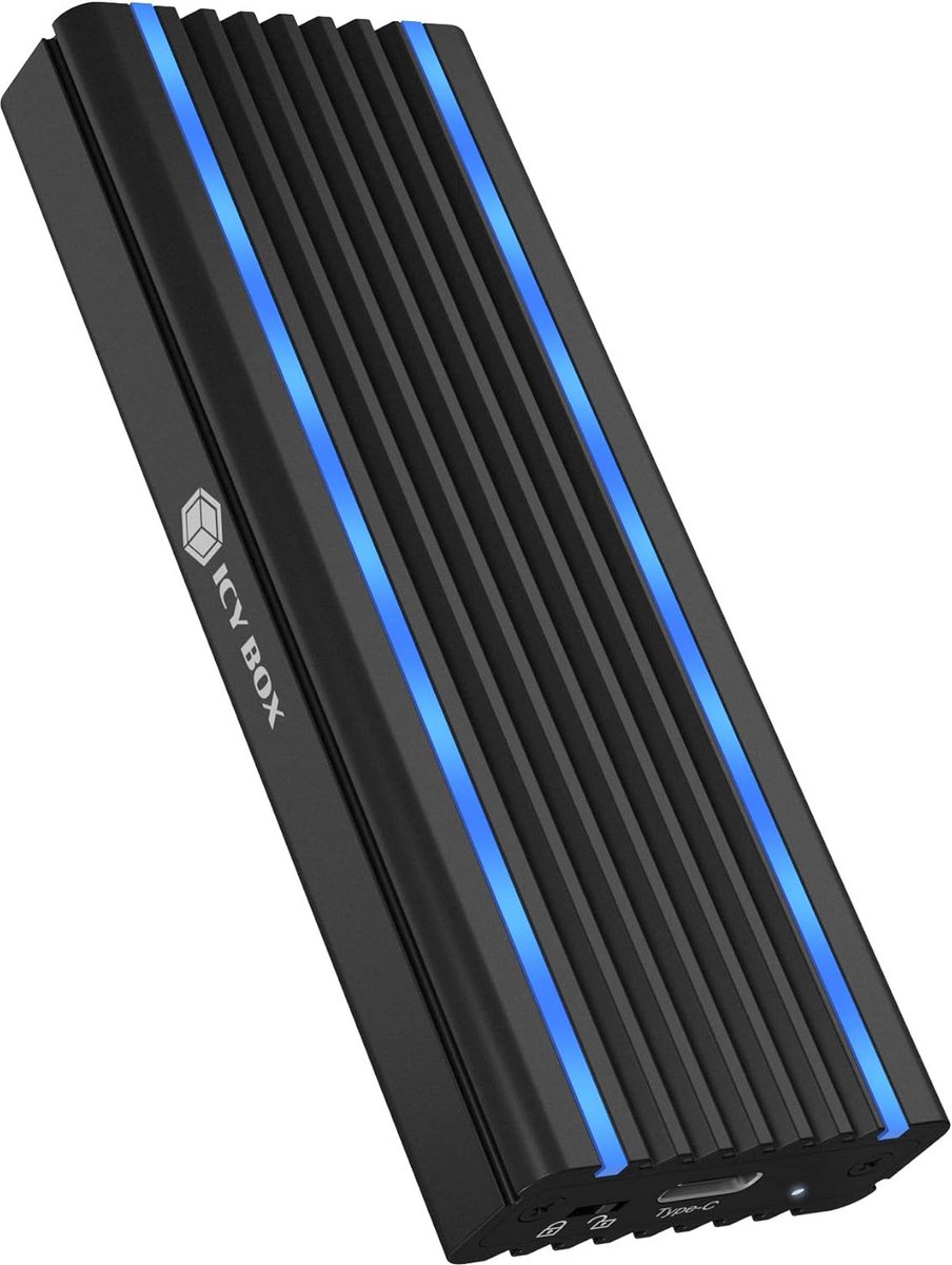 M.2 NVMe behuizing met USB 3.1 Gen2, RGB LED-verlichting en koelsysteem