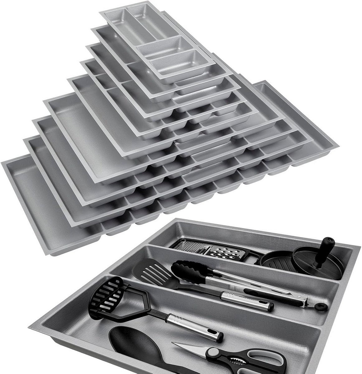 Multifunctioneel Inzetstuk voor Keukenkasten - 60 cm - Zilvergrijs