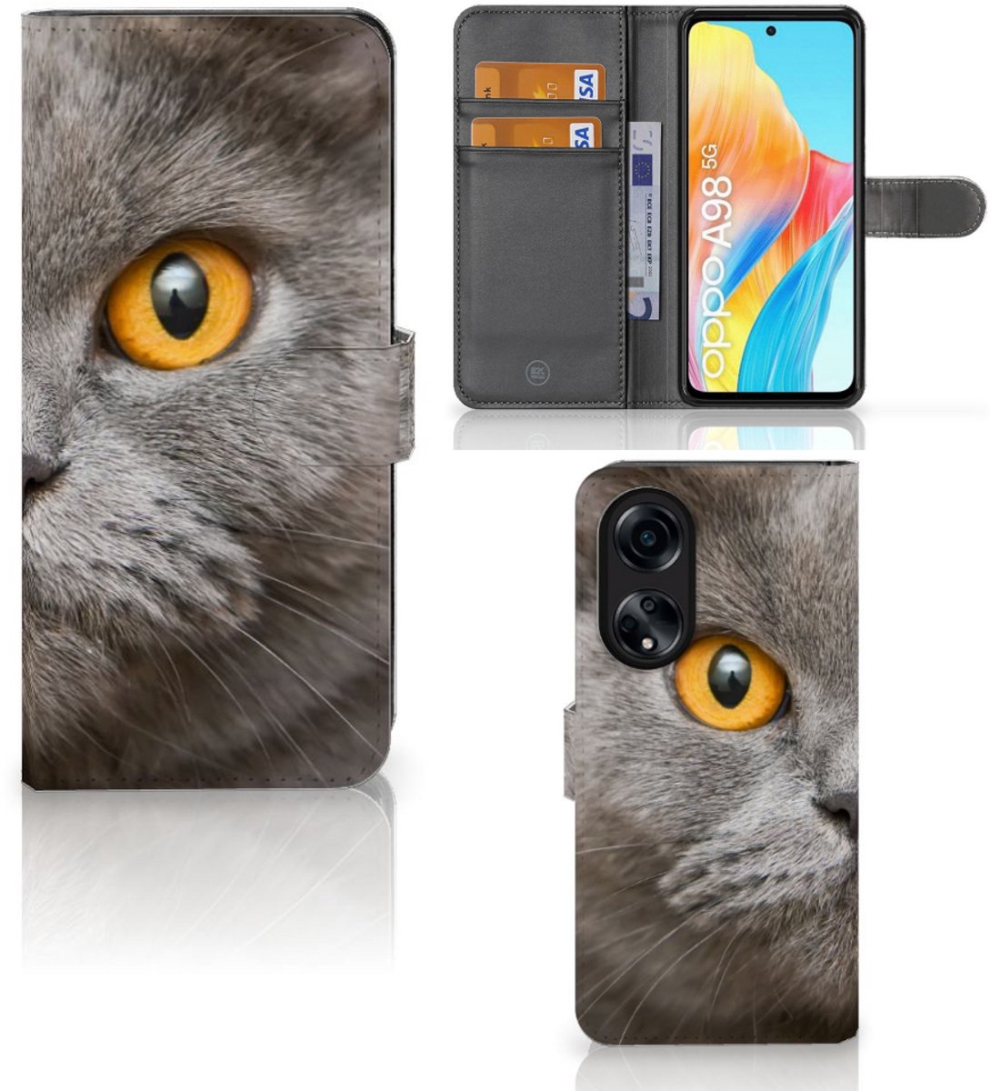 Telefoonhoesje met Pasjes OPPO A98 5G Britse Korthaar