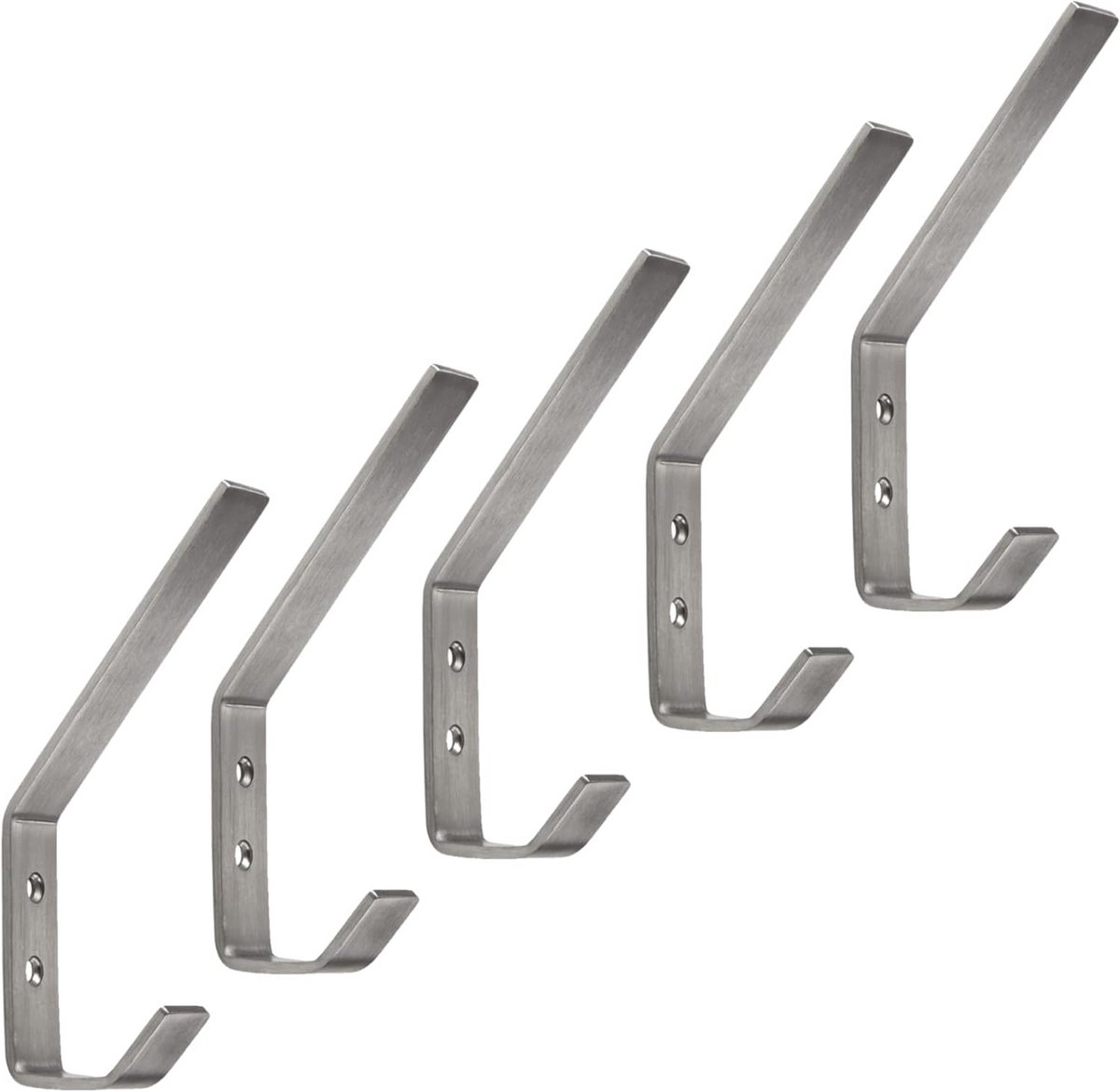 Moderne roestvrij stalen kapstokhaken - 5 stuks jashaak 142 x 20 mm
