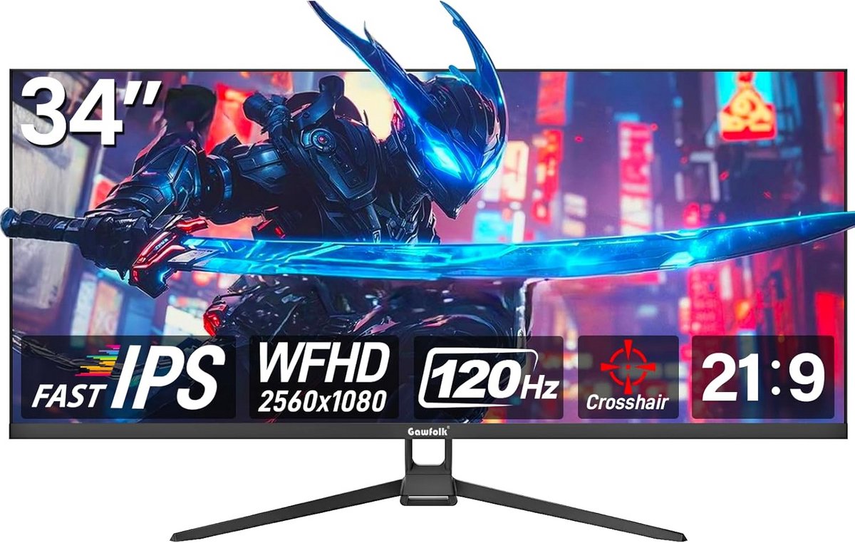 34 inch Ultrawide Monitor 2560x1080 IPS 120Hz voor PC en Gaming