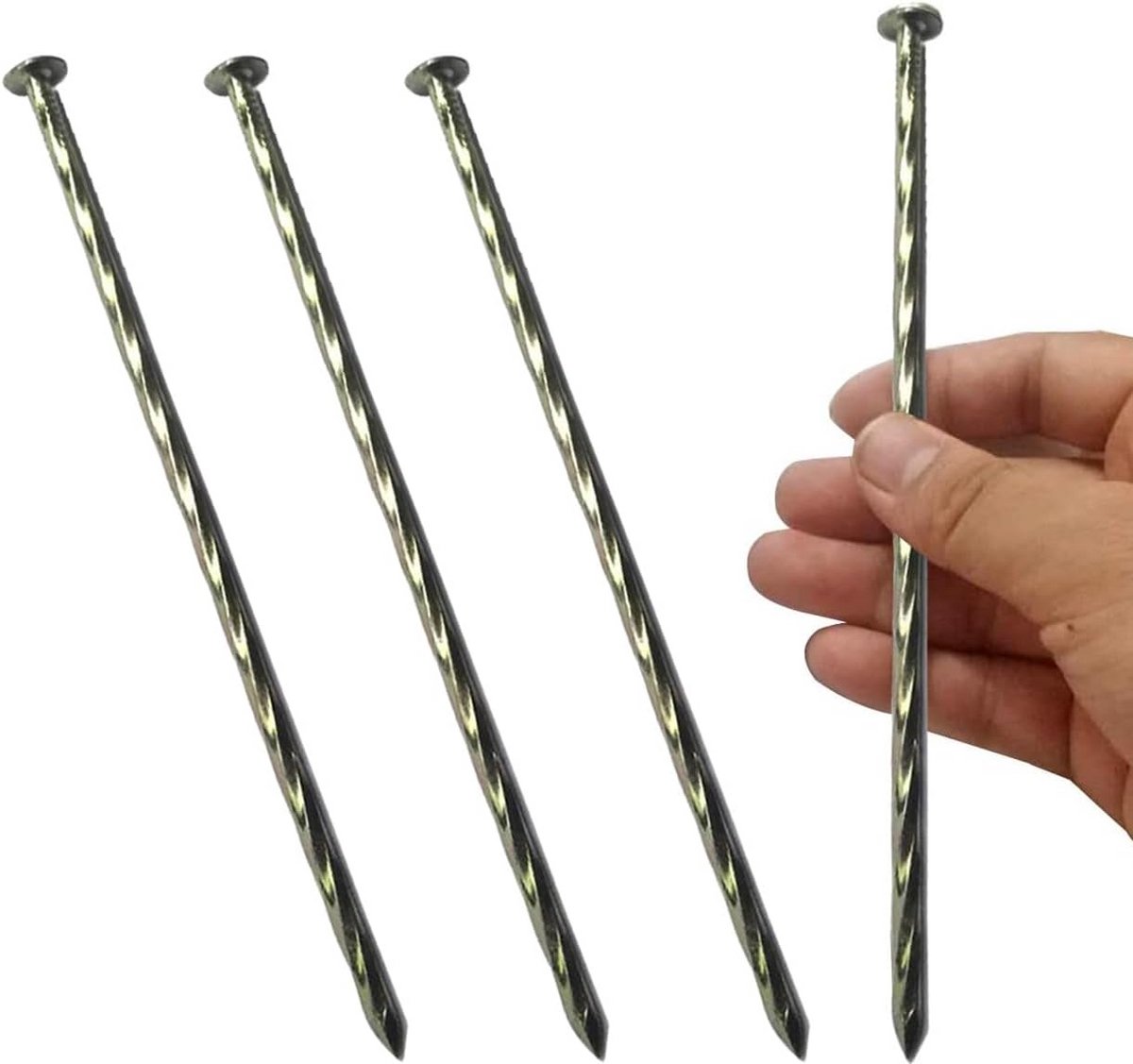 100 Stuks - 8 Inch Massieve Gegalvaniseerde Tuinpalen - Spiraalvormige Tuinspikes voor Bestrating, Onkruidbarrières en Tuinplanten