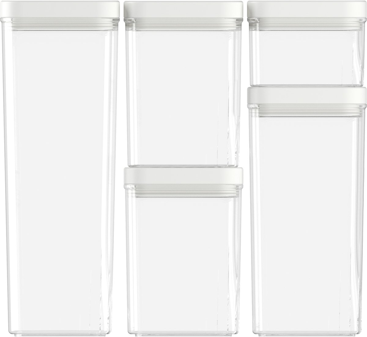 Curver Kara Voorraadbussen - Set 0,5L + 2x1,2L + 1,8L + 2,4 - Wit