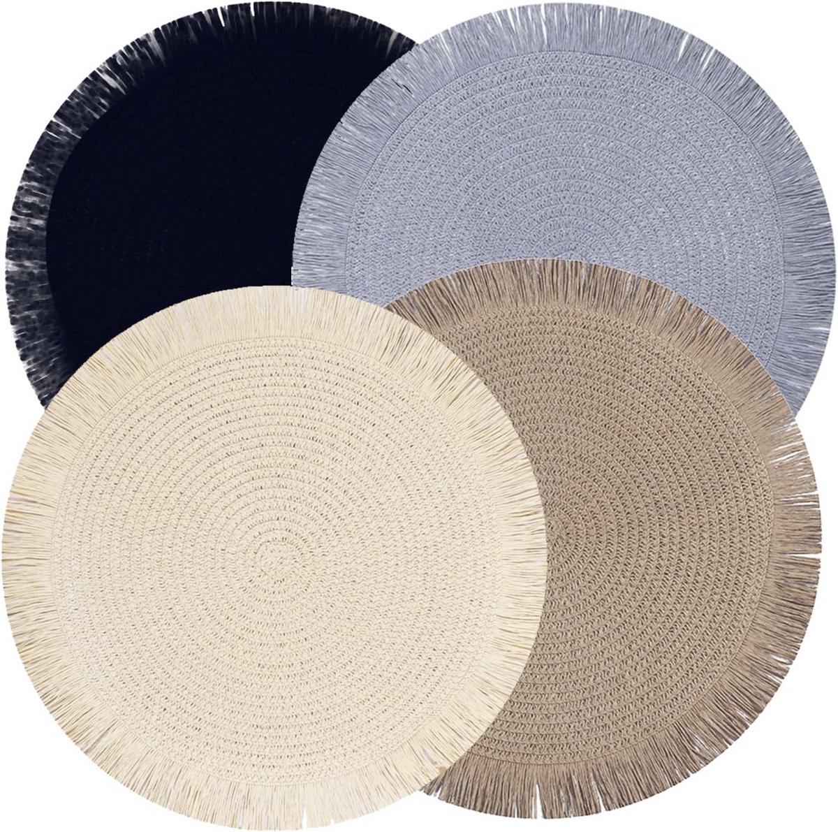 Ronde Boho Placemats set van 4 - Hittebestendig en Antislip