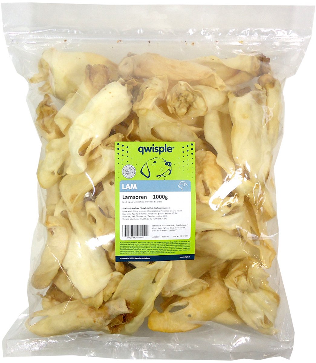 Qwisple Lamsoren - Gedroogde Natuurlijke Hondensnacks - 1000 gr