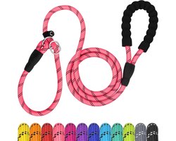 TagME 1.8M Hondenriem voor wandelen en training, leiband met zachte grip en reflectoren, ideale dagelijkse lijn voor alle rassen, 8mm x 185cm, Roze