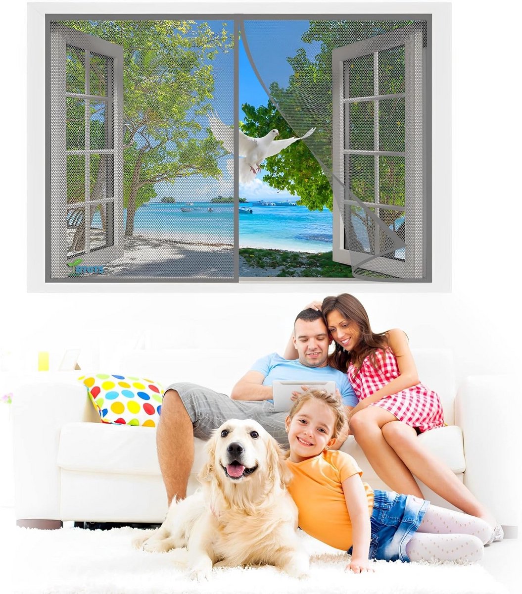 hordeur, 70 x 95 cm Magnetisch gordijn dubbele deur muggenspray, deurgordijn vliegenbescherming met verbreed plakband voor schuifdeur balkondeur;【Grijs】