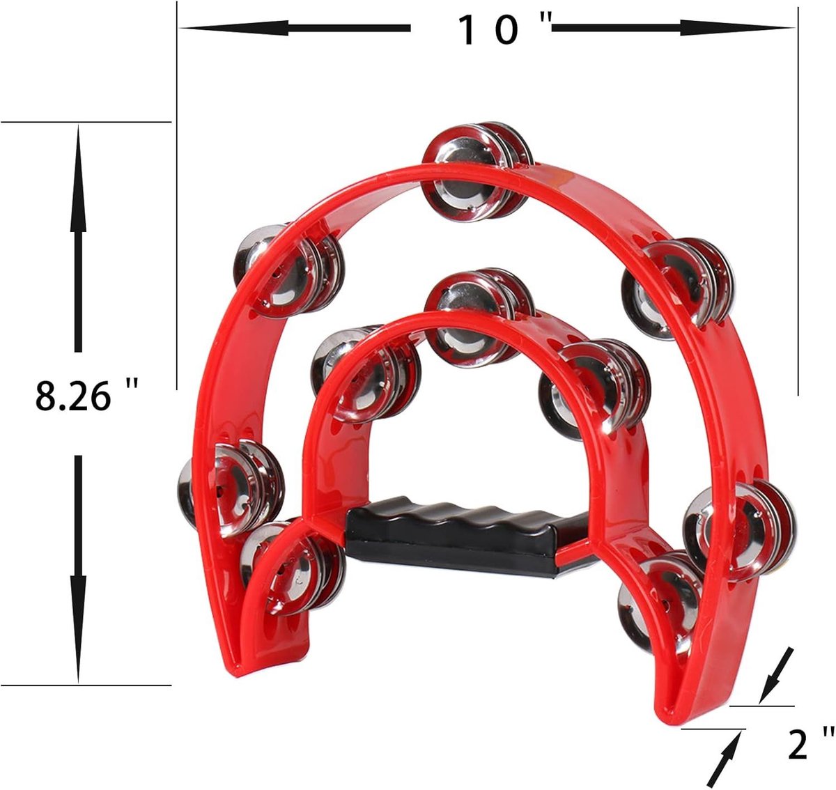 Double-Row 20 cm Red Tambourine: Vibrant Sound, Premium Look