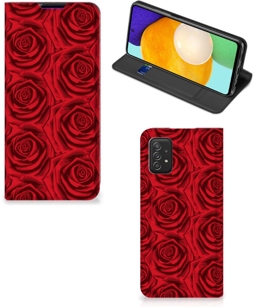 Standcase Hoesje voor Samsung Galaxy A03s Smart Cover Red Roses