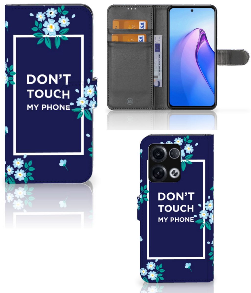 OPPO Reno8 Pro Portemonnee Hoesje Flowers Blue DTMP