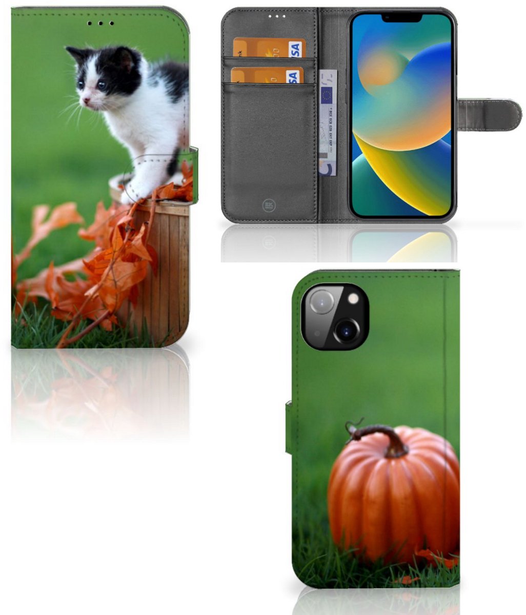 iPhone 14 Plus Telefoonhoesje met Pasjes Kitten