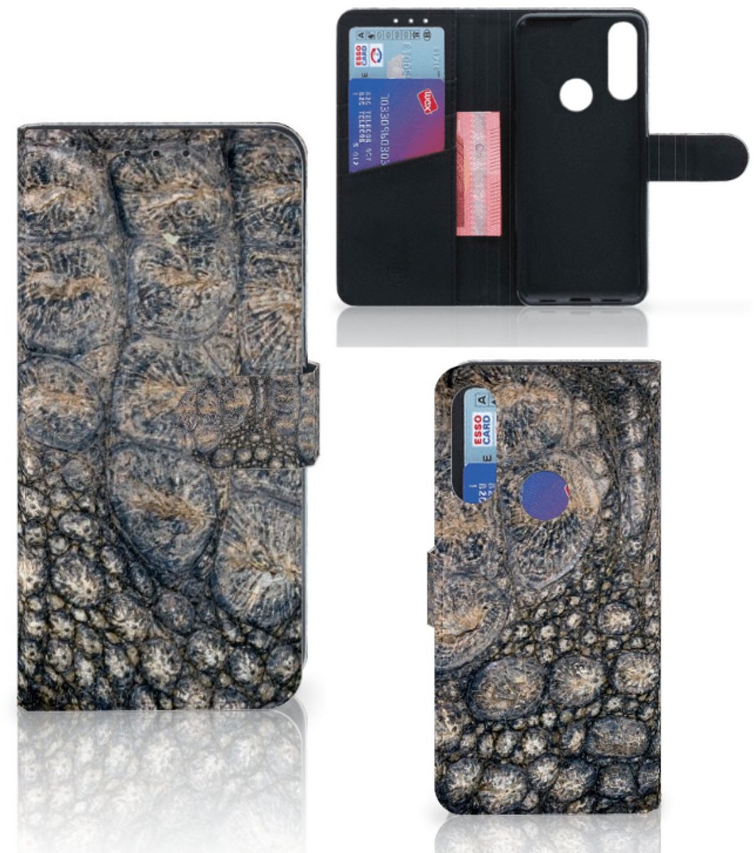 Alcatel 1S 2020 Telefoonhoesje met Pasjes Krokodillenprint