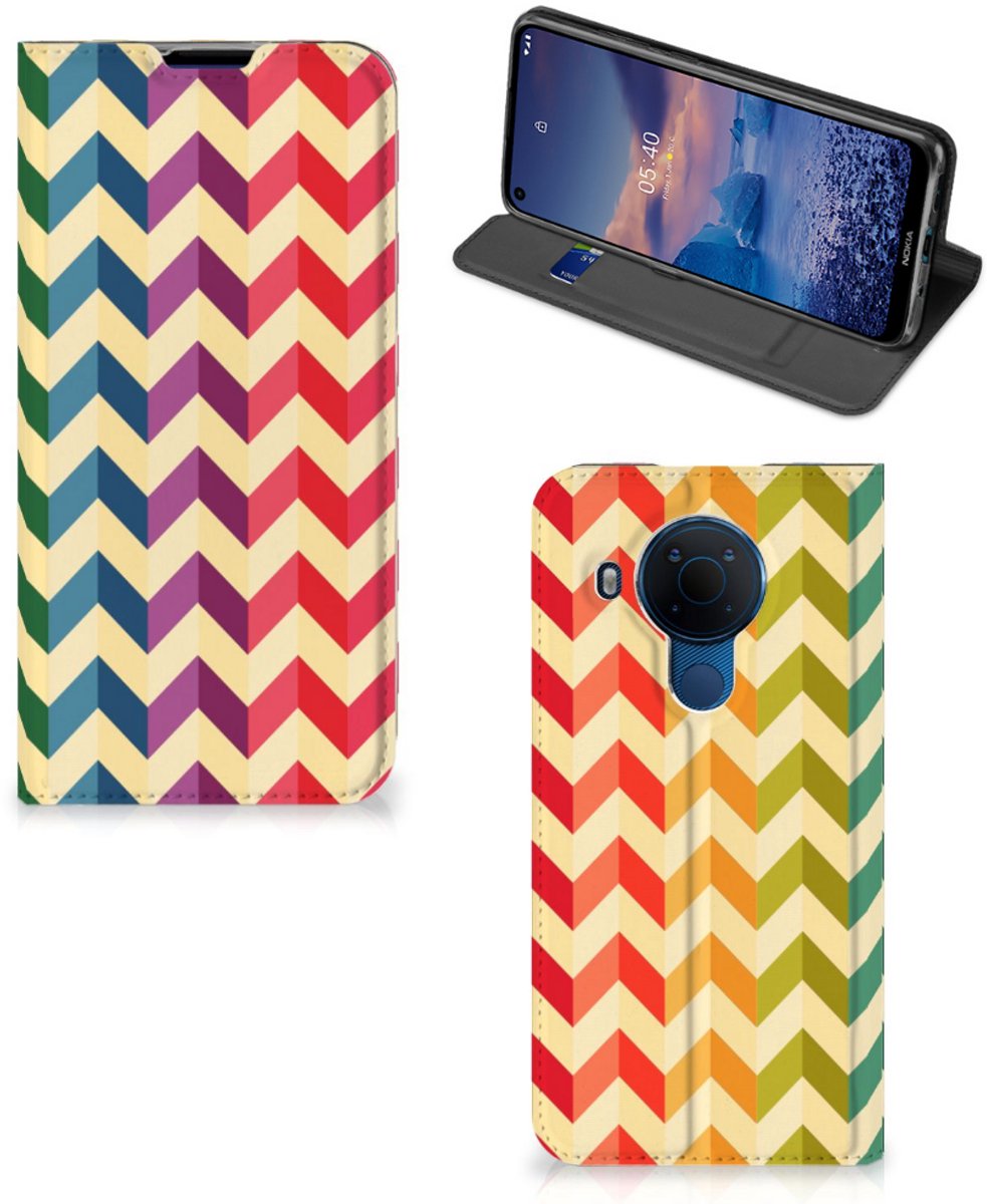 Nokia 5.4 Hoesje met Magneet Zigzag Multi Color