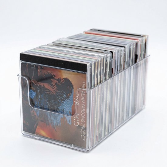 CD Opbergbox Transparant – CD Rekje Opbergsysteem voor CD/DVD/Blu-ray – Verstelbare Verdeler – PET Kunststof – 26 x 13,5 x 11 cm