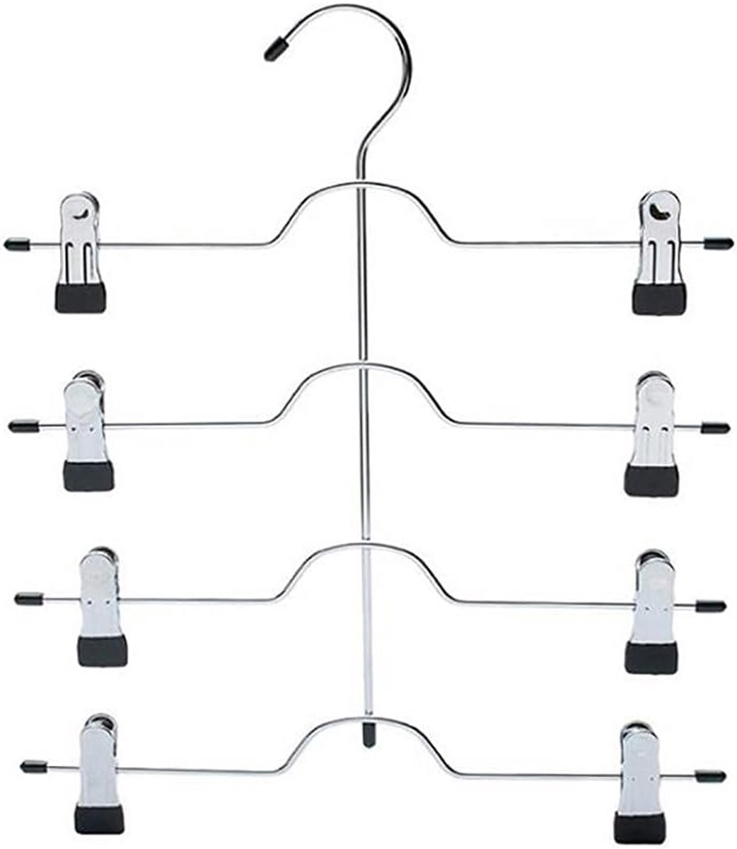 Ruimtebesparende 4-Tier Broekhangers met Clips voor Kleding