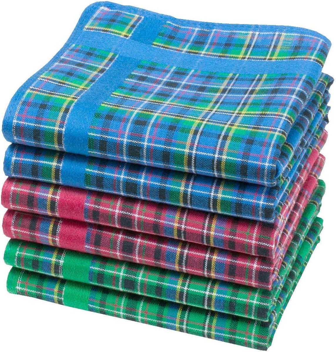 Meerkleurige Schotse Zakdoeken - 100% Katoen - 6 Stuks - Klein Formaat 28 cm