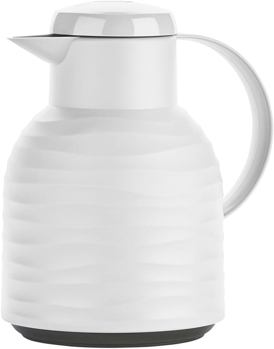 Thermoskan 1,0 liter met Quick-Press Sluiting - 12 uur warm / 24 uur koud, 100% Lekvrij, Wit