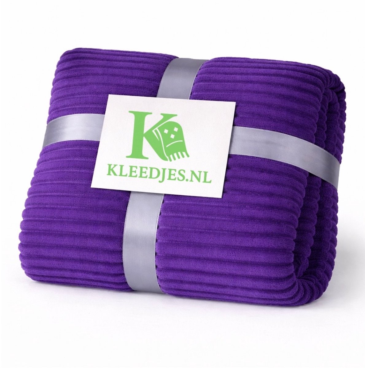 Strepen fleece deken 150x200 cm – Comfortabel & zacht – Voor bank en bed – Donkerpaars