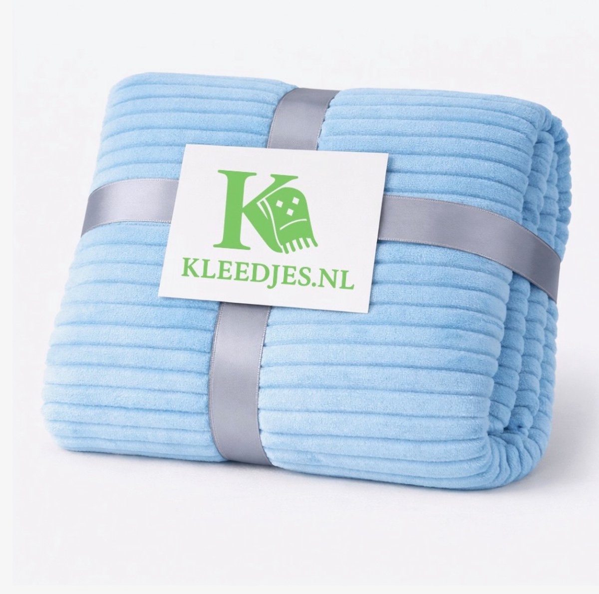 Strepen fleece deken 150x200 cm – Comfortabel & zacht – Voor bank en bed – Lichtblauw