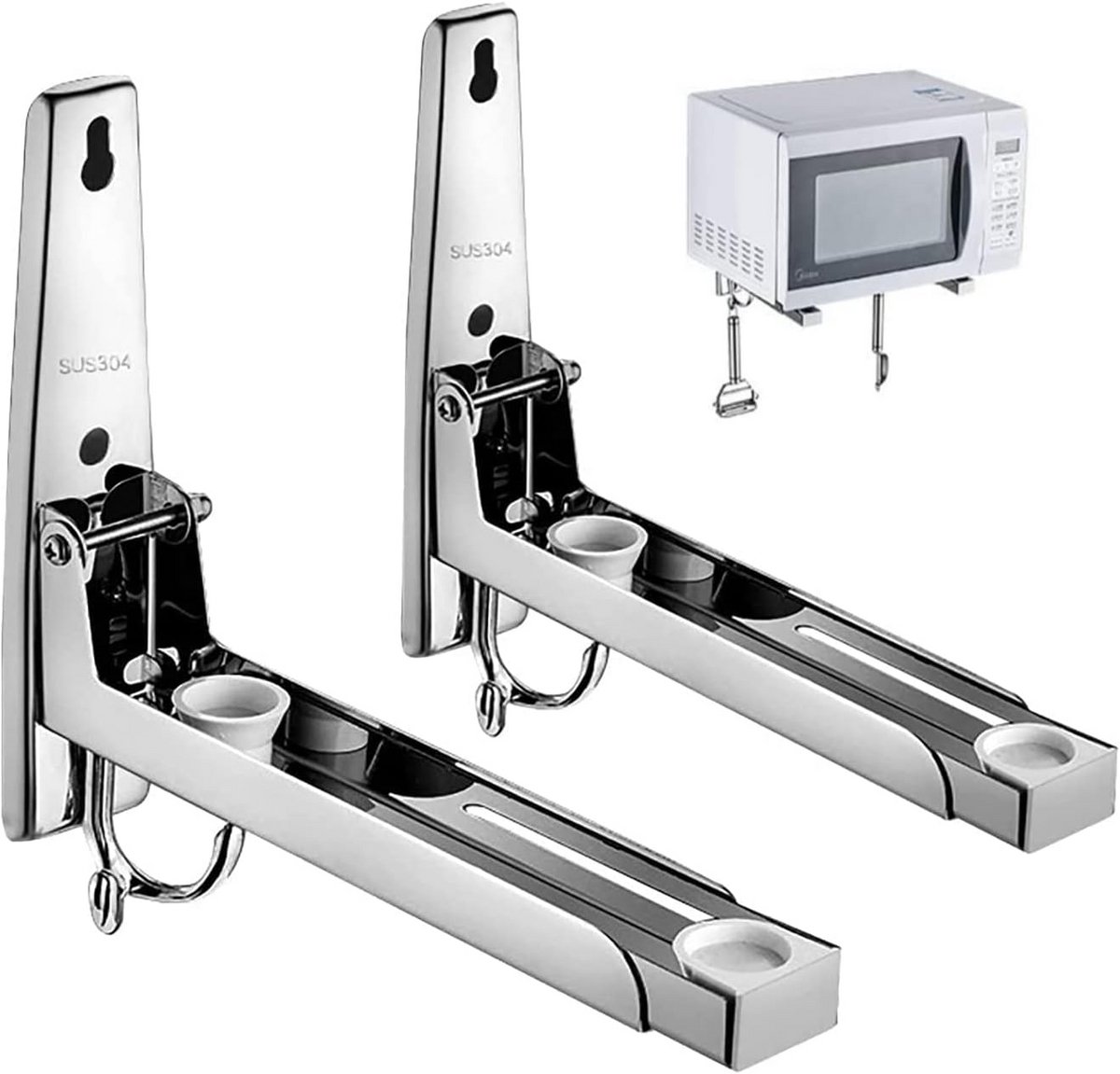 Opvouwbaar RVS Magnetron Oven Rack met Haken