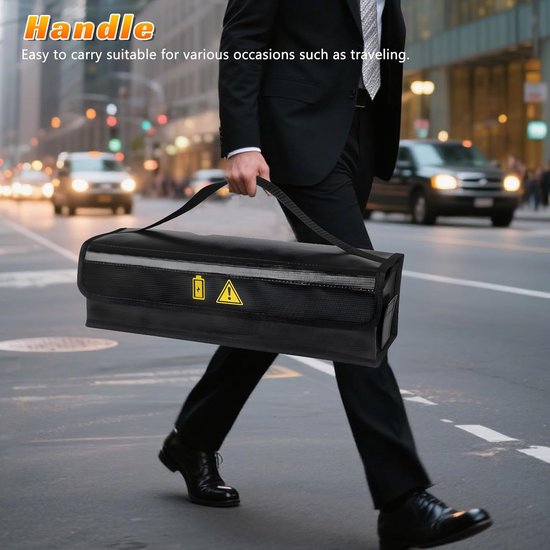 Brandveilige E-bike Accu Tas - 49 x 15 x 15 cm - Vuurvaste & Explosiebestendige Batterij Tas - Voor Veilig Opladen en Opslag van Elektrische Fiets Accu's - Zwart van Merkloos — afbeelding 5