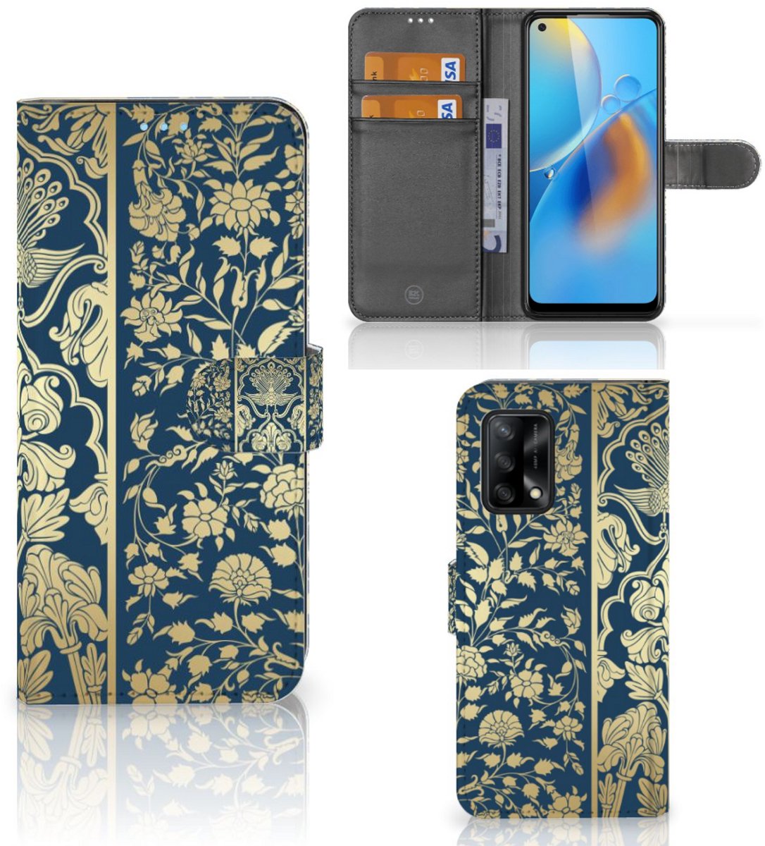 Boekhoesje voor OPPO A74 4G Hoesje Beige Flowers