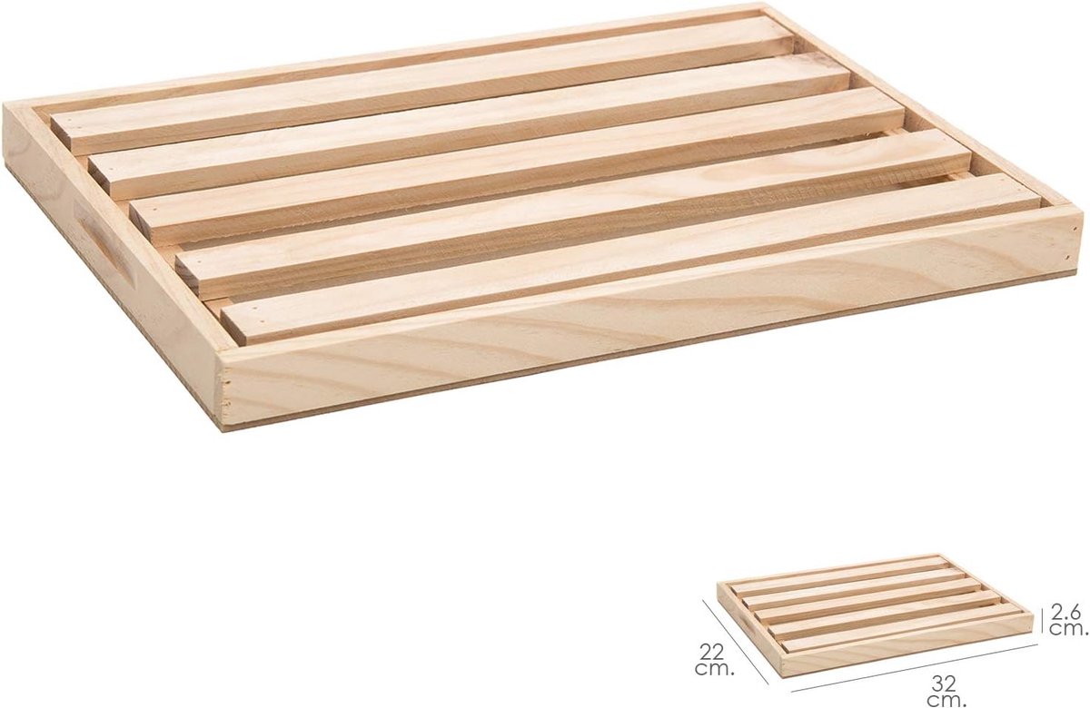 Houten snijplank met uitneembare kruimellade 32 x 22 cm