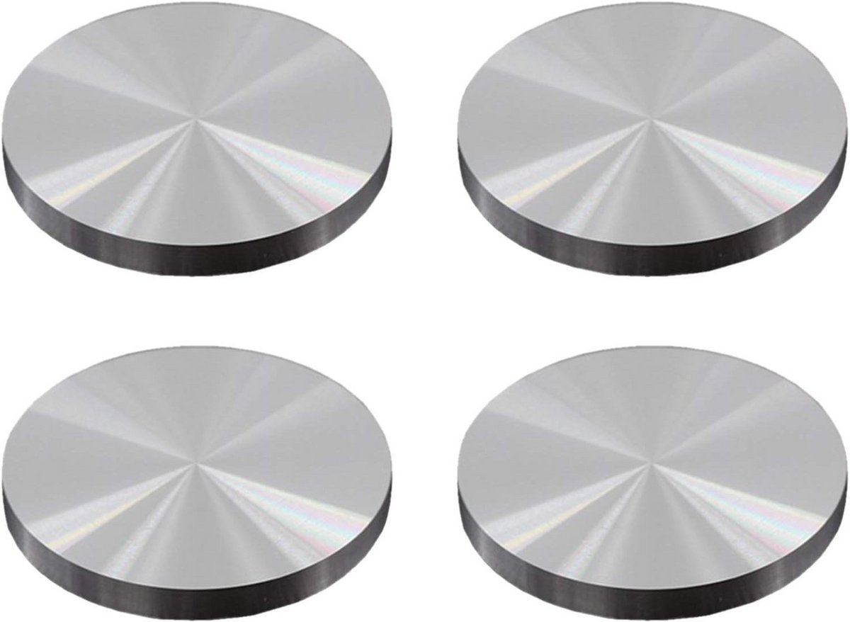 Adapter voor tafels - 40 mm diameter en 8 mm dik (set van 4) - Zilverkleurig aluminium
