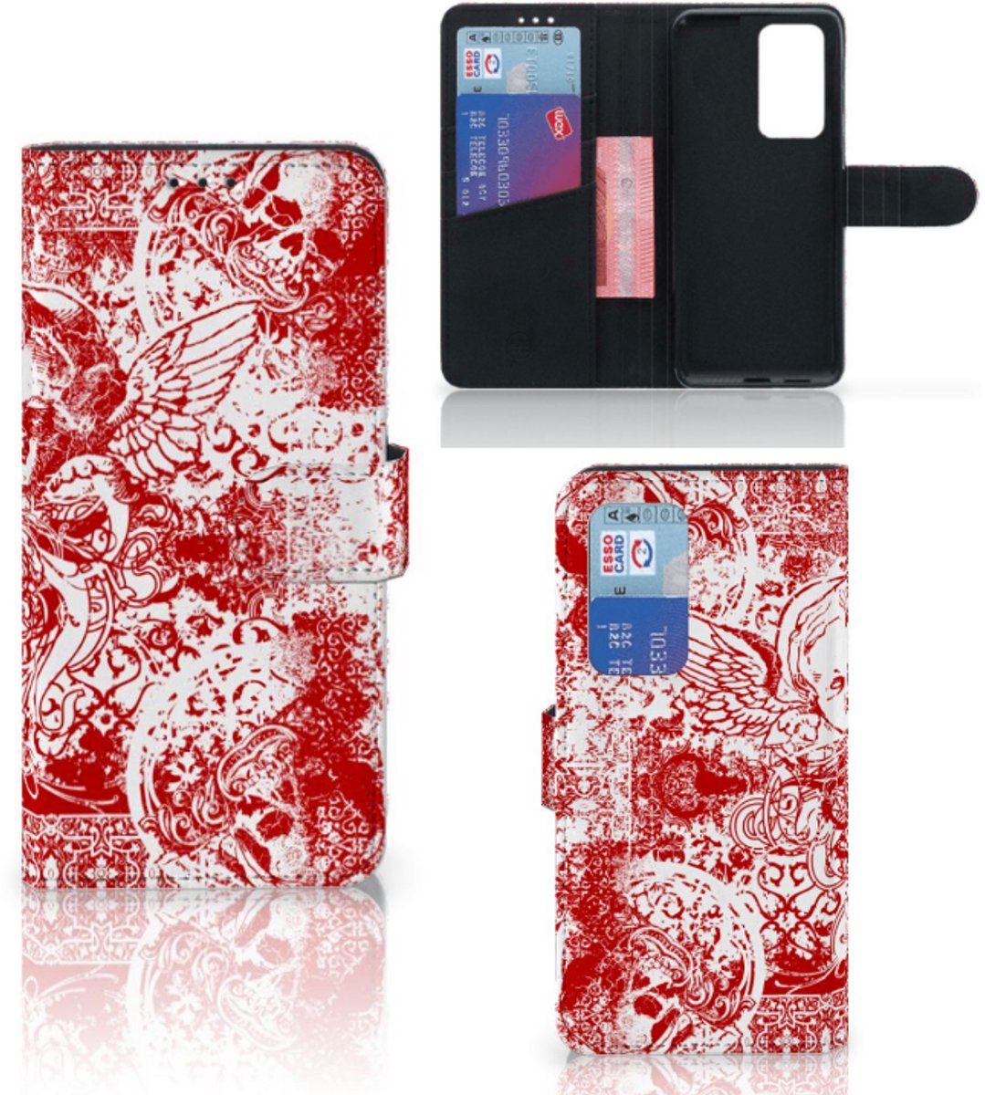 Telefoonhoesje met Naam Huawei P40 Pro Angel Skull Rood