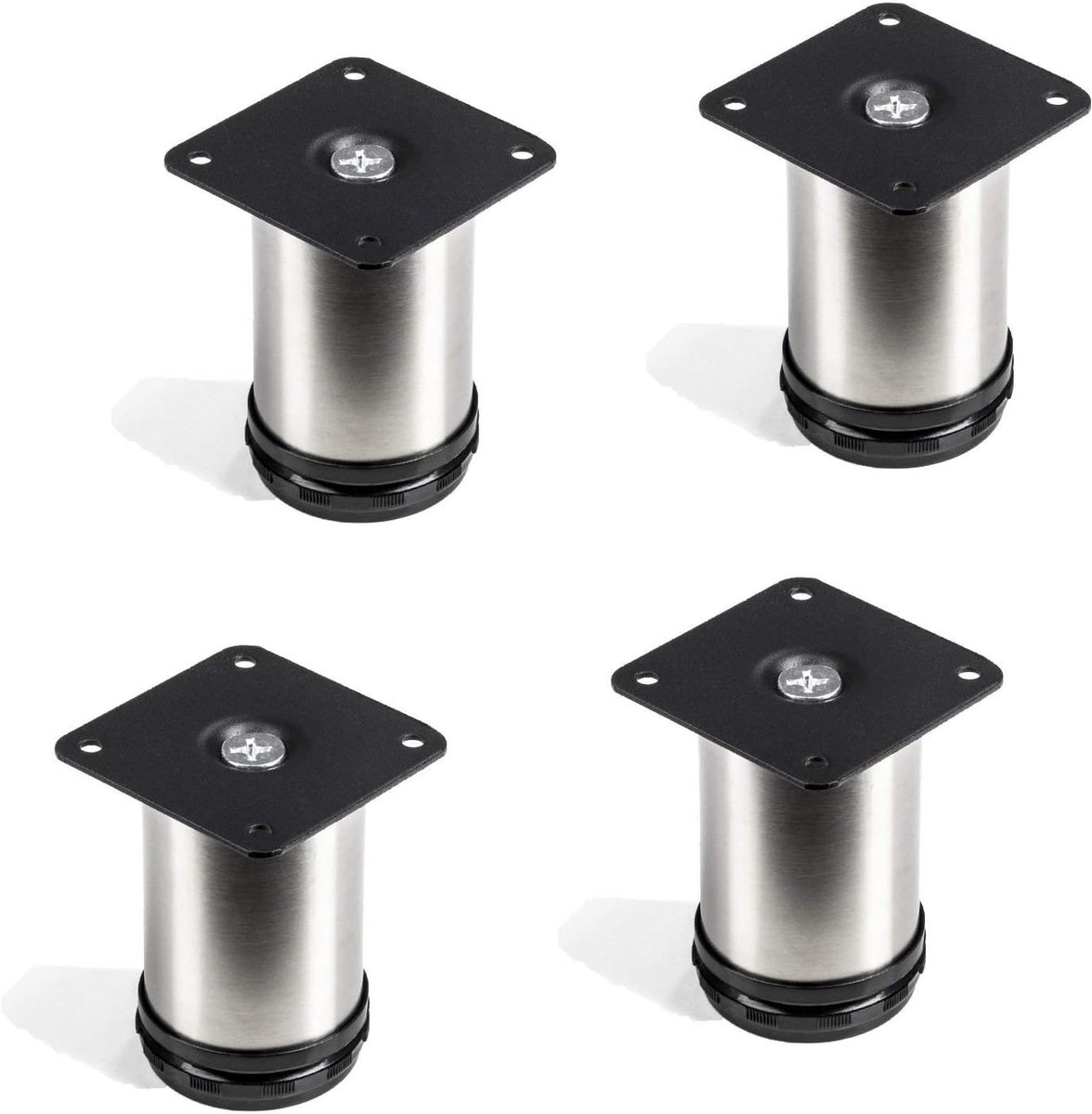 Verstelbare Meubelvoeten Rond 50mm RVS Geborsteld - 4 Stuks