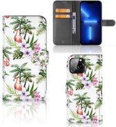 Coque de téléphone iPhone 13 Pro Max Flip Case avec naam Flamingo Palms