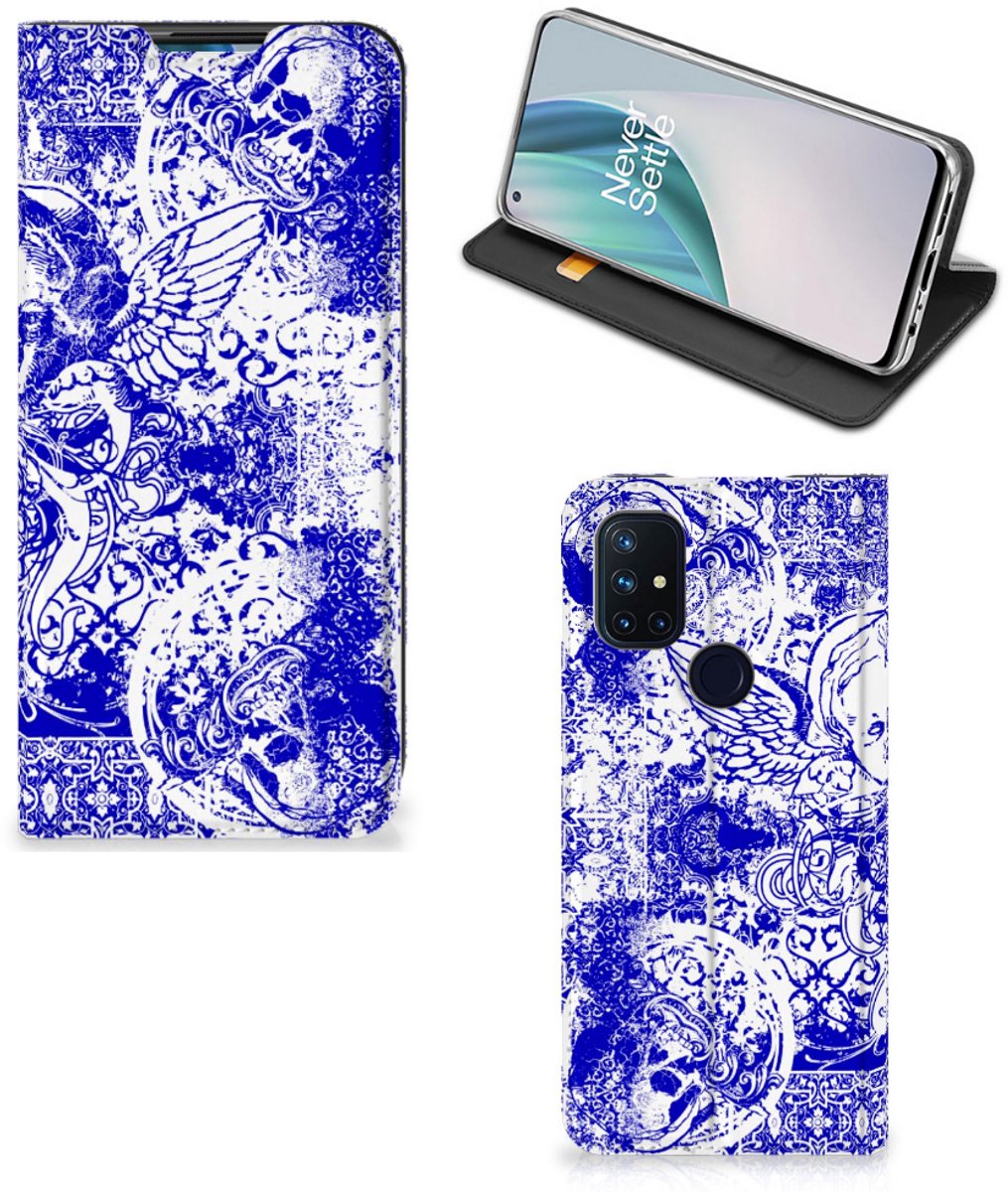 Mobiel BookCase OnePlus Nord N10 5G Angel Skull Blauw