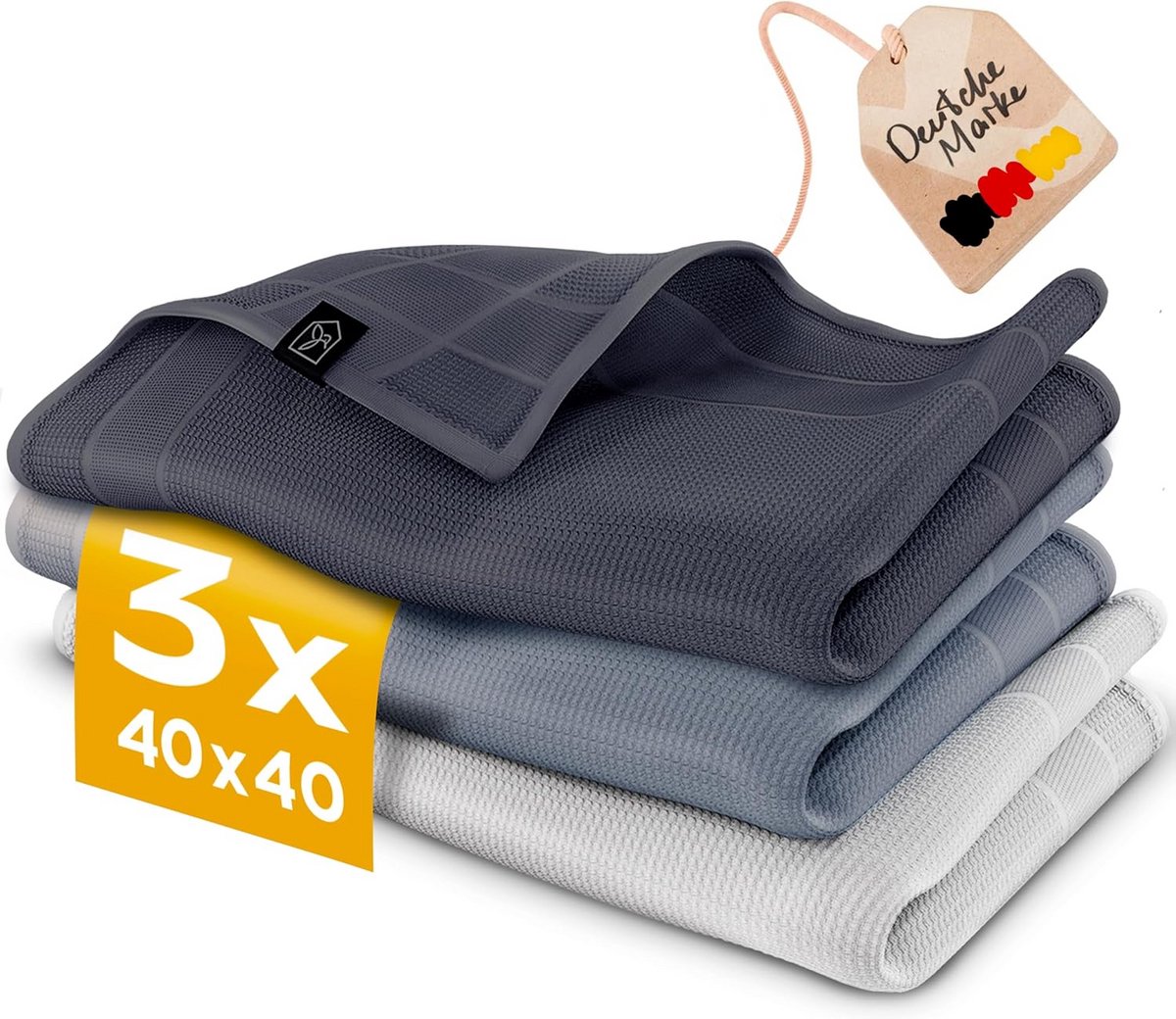 Microvezeldoeken 40x40 Set van 3 - Streepvrij en Pluisvrij voor Effectief Schoonmaken