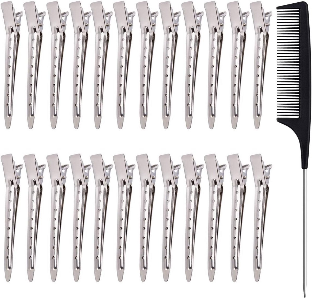 24 stuks haarklemmen van 3,5 inch – Eendenbek Haarclips van Metaal met Stijlkam