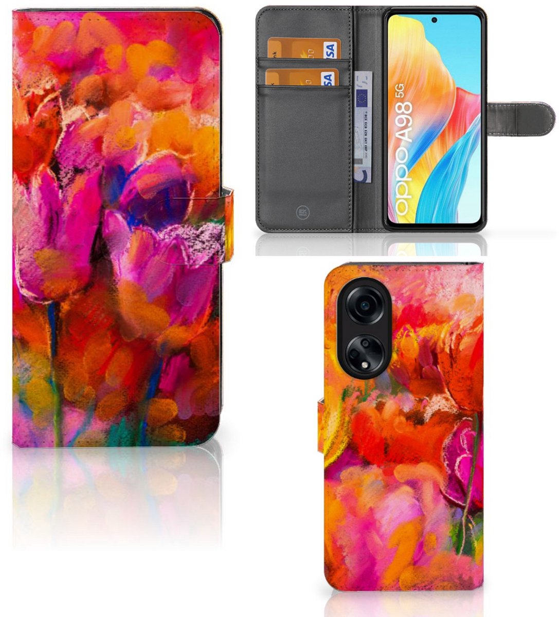 Boekhoesje voor Hoesje OPPO A98 5G Tulips