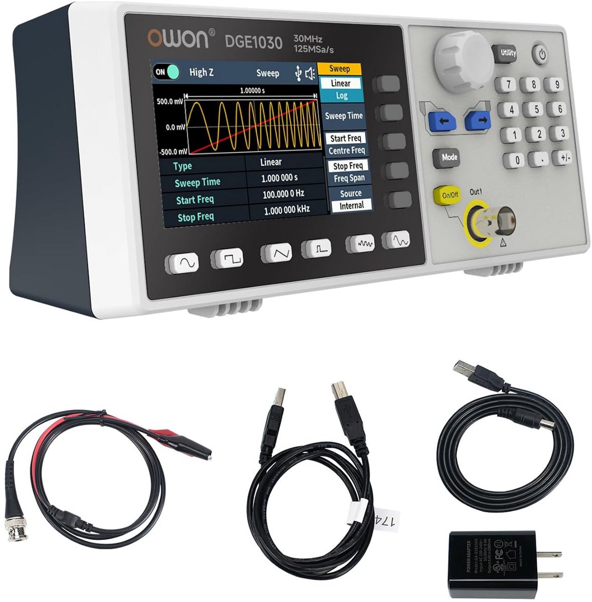 Signaalgenerator 60 MHz met 300 MSa/s, 14-bits Arbitrargenerator en USB-aansluiting