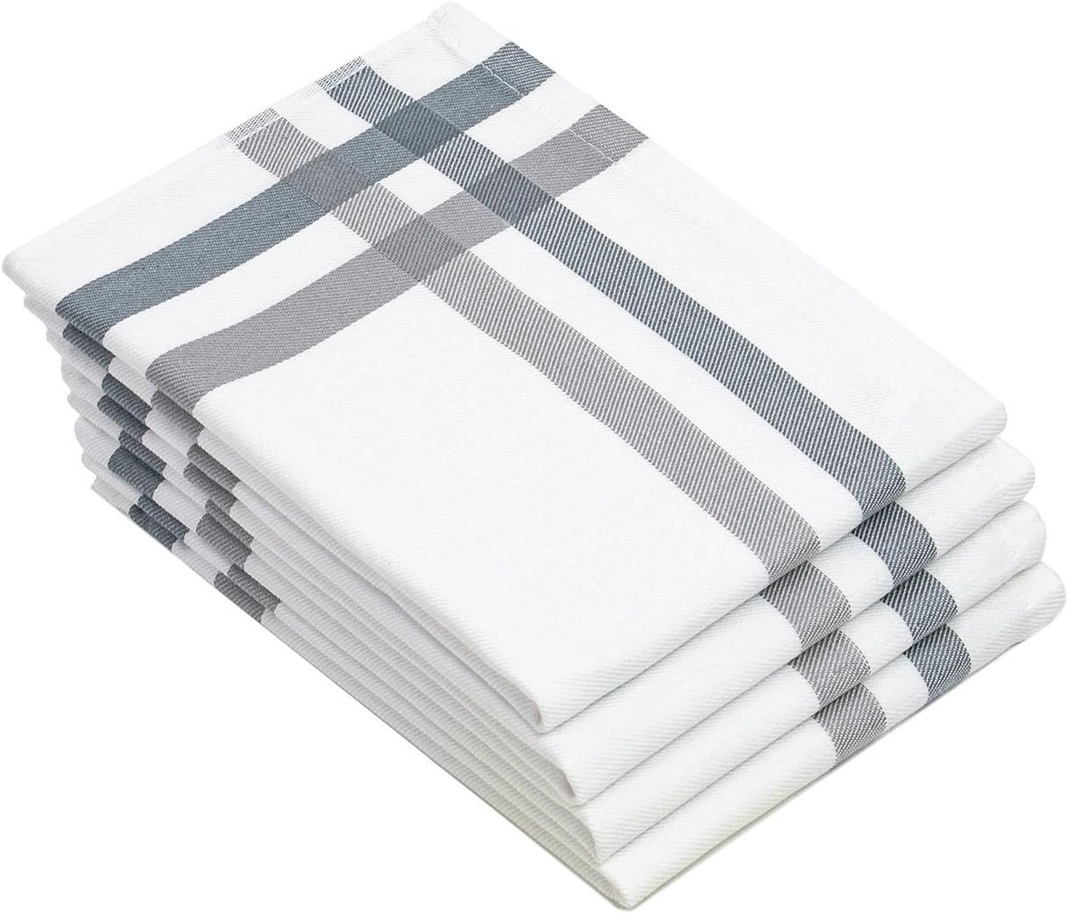 Set van 4 katoenen theedoeken 50x70 cm - Wit, 215 gsm, Duurzaam
