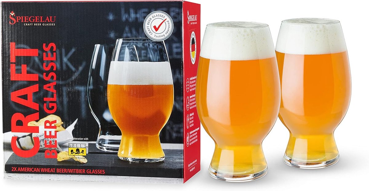 Craft Bierglazen voor Amerikaans Tarwebier - Set van 2, Kristal, 750 ml