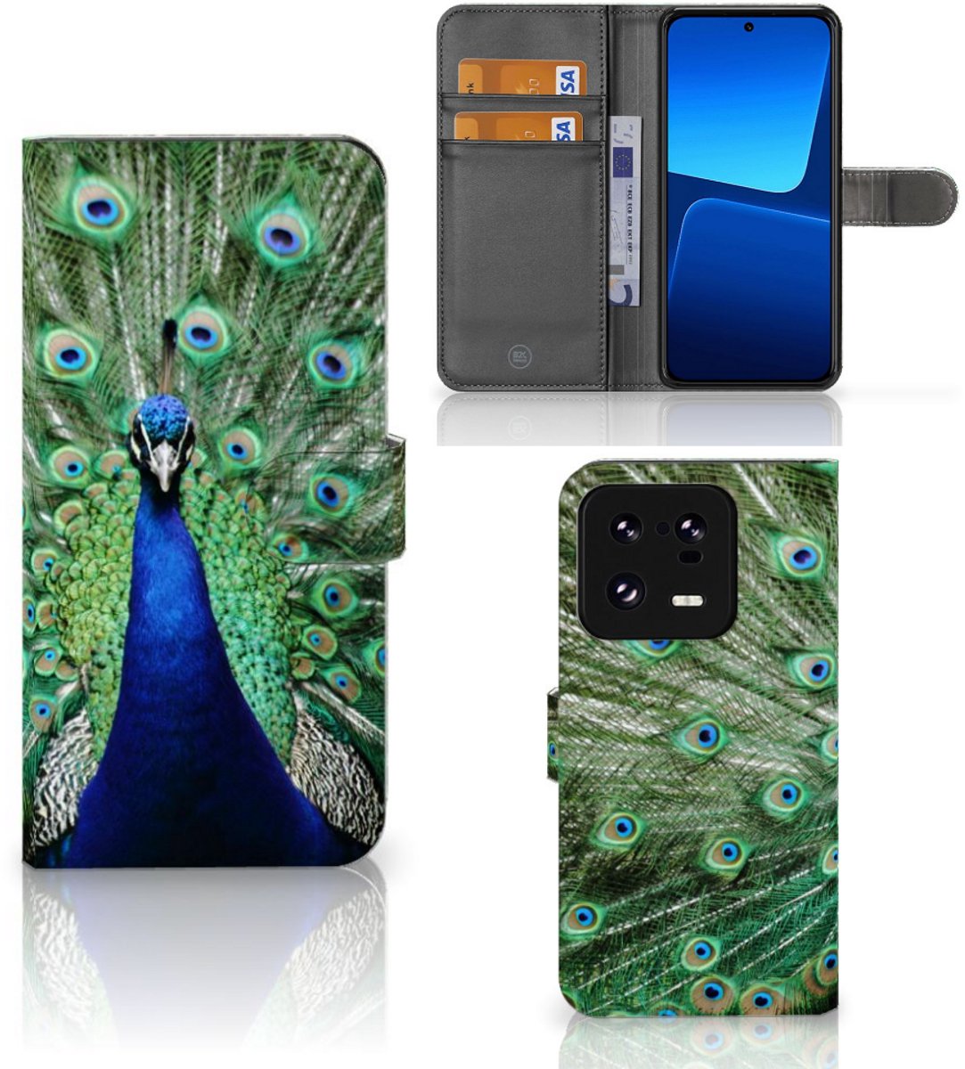 Xiaomi 13 Pro Telefoonhoesje met Pasjes Pauw